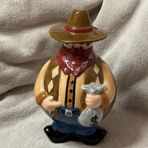 Cowboy Bandit Ceramic Bottle Holder Western Decor‎